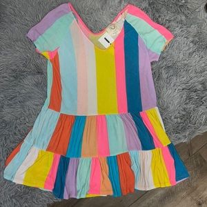 Fantastic Fawn rainbow stripes short sleeve tunic